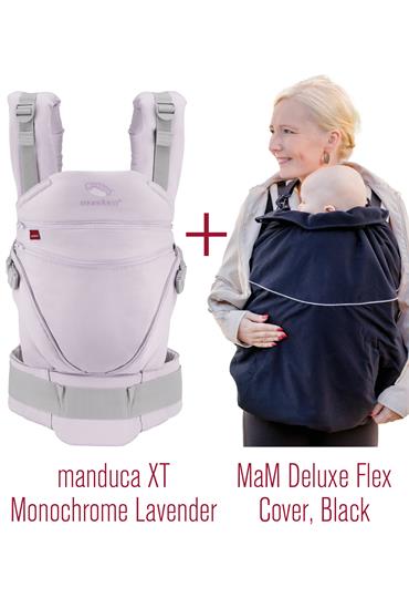 manduca® XT Monochrome Lavender Bundle mit MaM® Deluxe Flex Cover Black